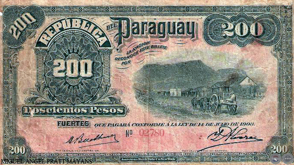 DOSCIENTOS PESOS FUERTES - RESELLADO A.A.29 - FIRMA: JUAN LEOPARDI - AGUSTÍN CARRÓN